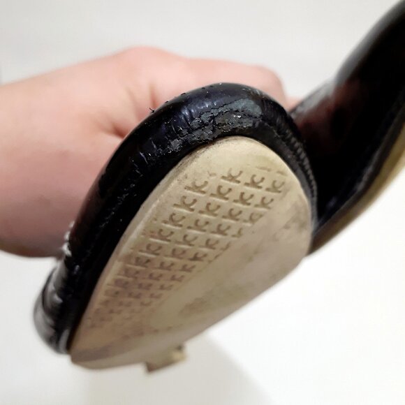 KENNETH COLE Nautical Style Wedge Heel Mary Janes in Black Patent Leather - Picture 11 of 12